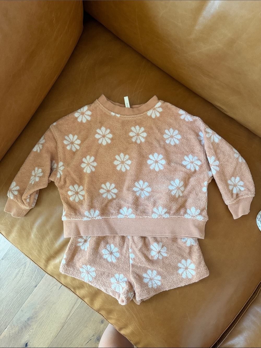 Rylee and Cru Pink Floral Terry Loungewear Set size 18-24 months